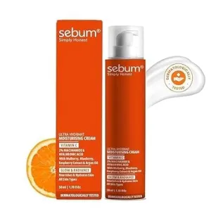 Moisturising Cream | 7.5% Vitamin C   Blueberry, Mulberry, Raspberry Extract & Argan Oil | Vegan & Paraben-Free | Dermatologically Tested