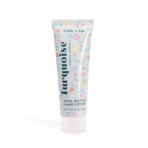 Moisturizing Hand Cream Lotion, Nourishing Skin Care, 4 Ounce Shea Butter, Pineapple and Coconut Scent, Turquoise