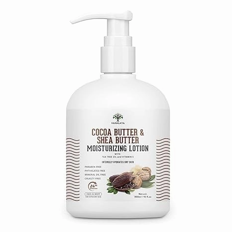 Moisturizing Lotion with Cocoa Butter, Shea Butter, Vitamin E & Coconut Oil, for Dry Skin on Face & Body, 300ml (10.14 fl oz)