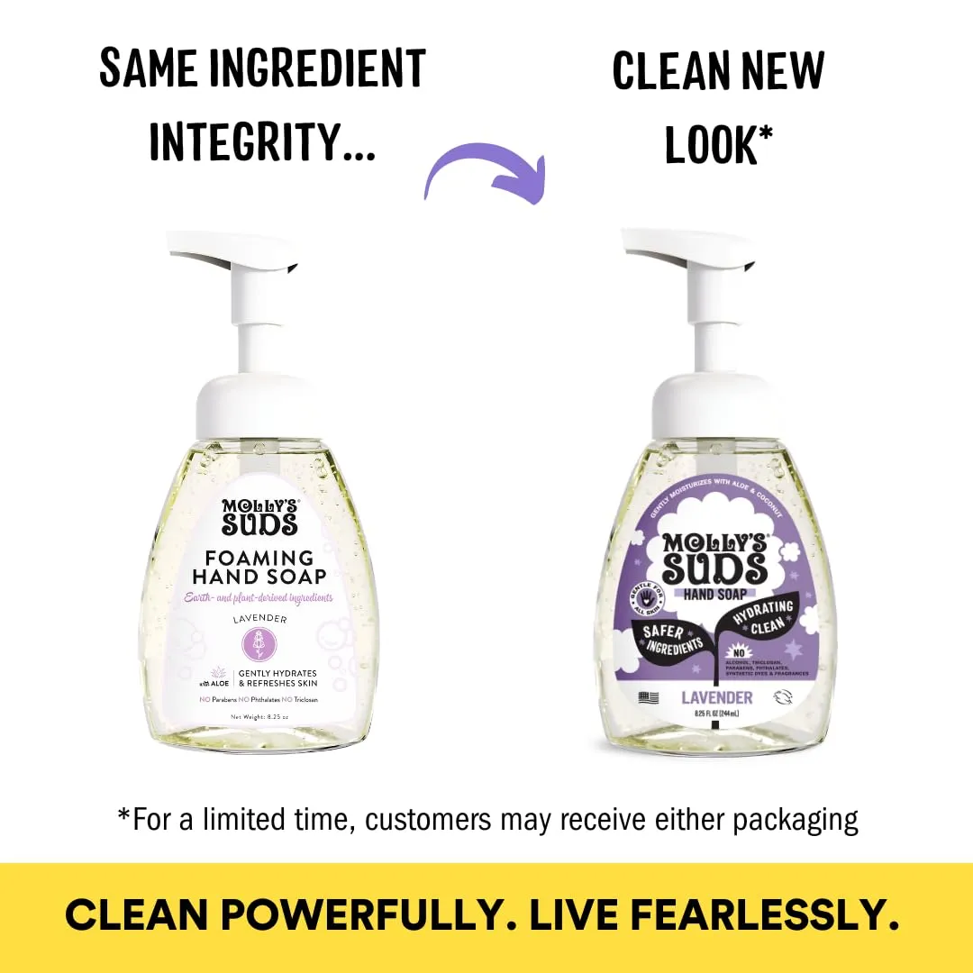 Molly's Suds Foaming Hand Soap - Made with Aloe and Coconut Oil | Moisturizing Hand Wash | Clean Ingredients, Infused with Essential Oils | Lavender - 8.25 Oz (Pack of 3)