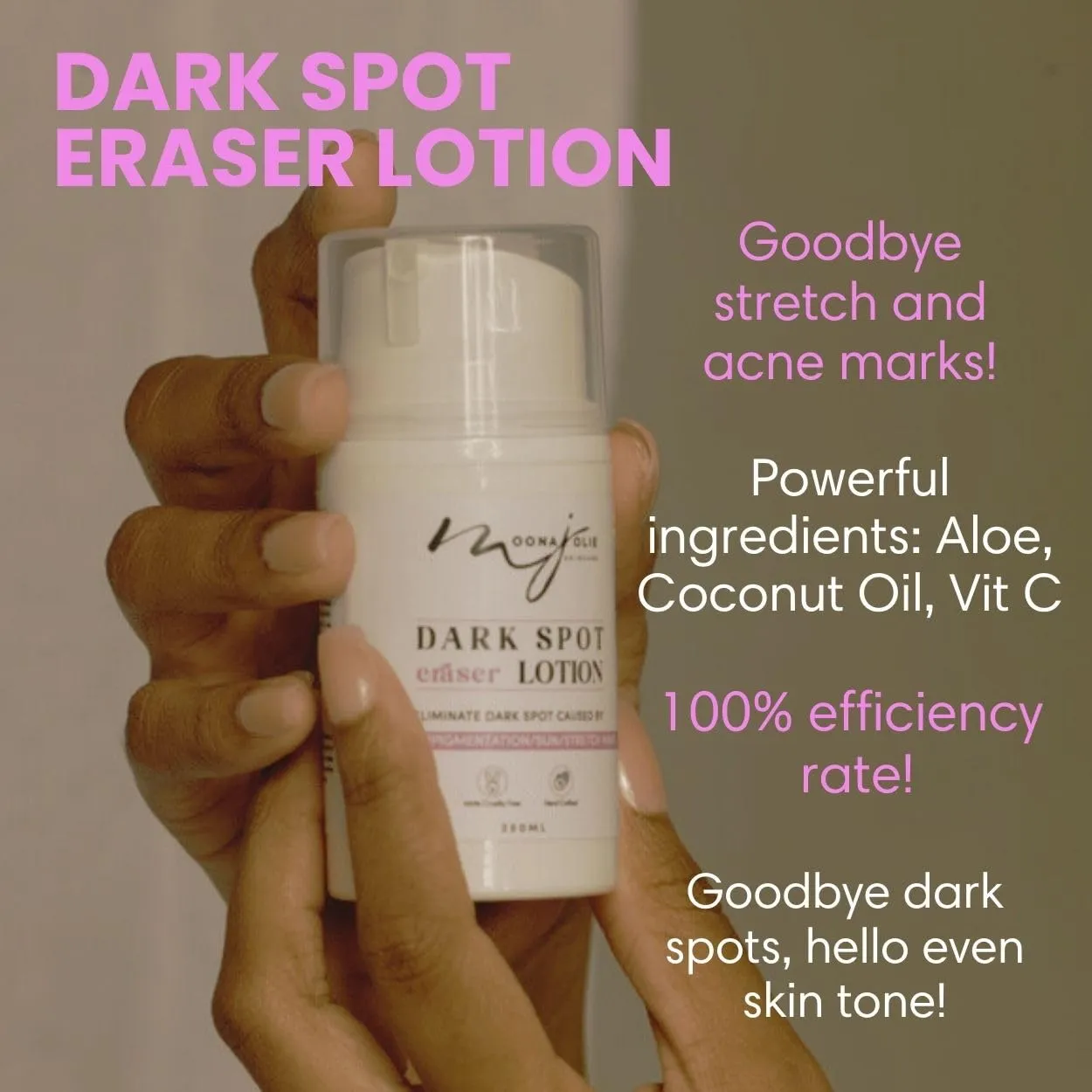 Moona Jolie Dark Spot Eraser Skin Nourishing Lotion - Hydrating Lotion for Face & Body - Improves Appearance of Acne Scars, Stretch Marks & Uneven Skin Tone with Vitamin C (250ML)