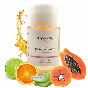 Moona Jolie 2-in-1 Papaya x Vitamin C Cleanser 150ml | Plant- based Facial Cleanser - Deep Cleansing Face Wash with Vitamin E and Aloe Vera, Hydrating, for Fine Lines and Hyperpigmentation