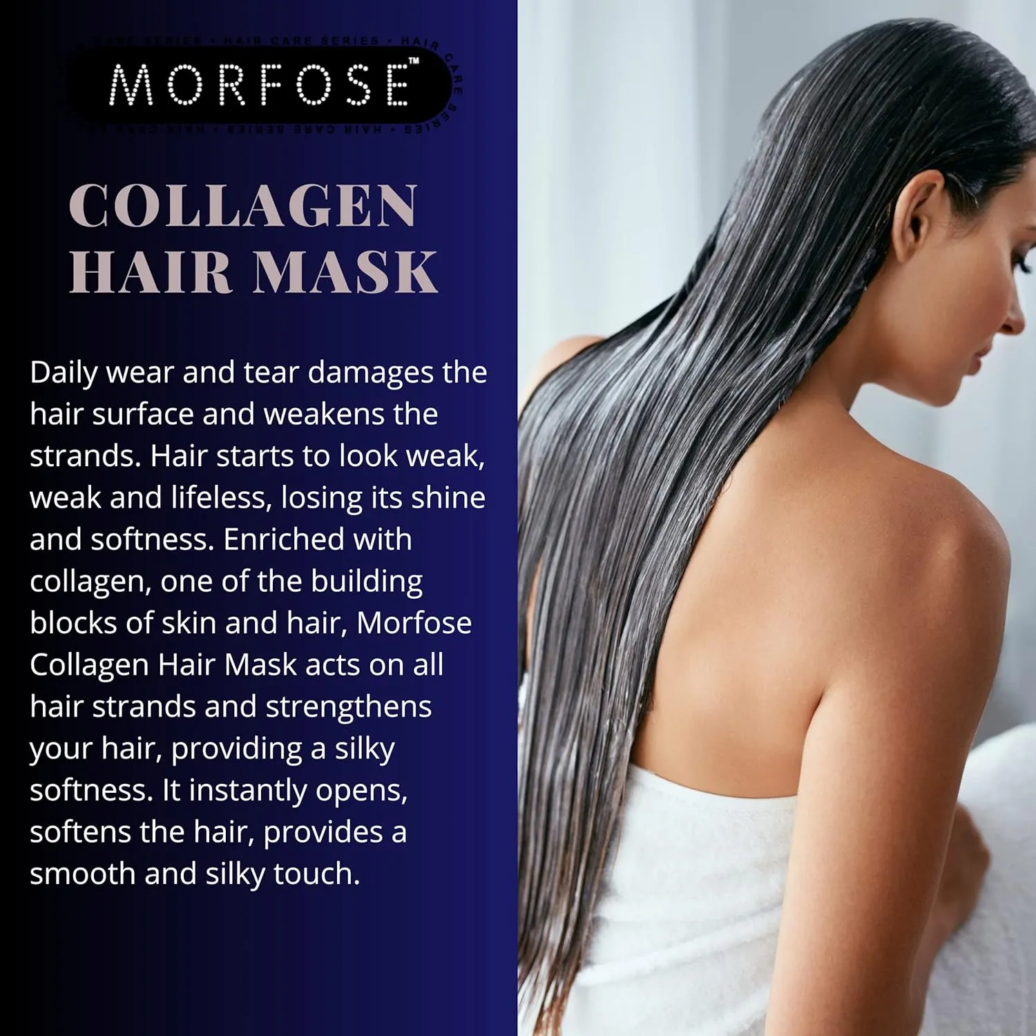 Morfose Professional Milk Therapy Hair Mask for Dry, Damaged, or Brittle Strands, 12 Essential Amino Acids, and Proteins, Fuller Healthier, Softer look, (large, 16.9 Fl Oz) (Collagen)