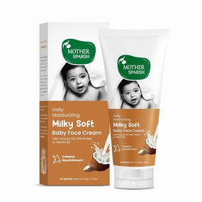 Mother-Sparsh Milky Soft Baby Face Cream | Daily Moisturizing Face Cream for Babies With Coconut Oil, Milk Protein & Vitamin B5 | Non Sticky Baby Cream Prevents Dryness- (50g)