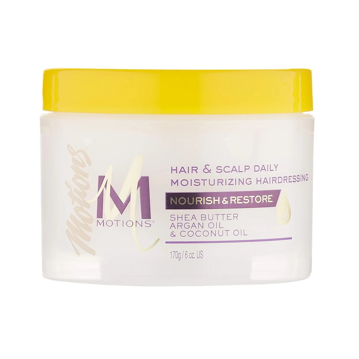 Motions Hair & Scalp Daily Moisturizing Hairdressing, Nourish & Restore, With Shea Butter, Argan Oil & Coconut Oil, 6 Ounce (3 Pack)