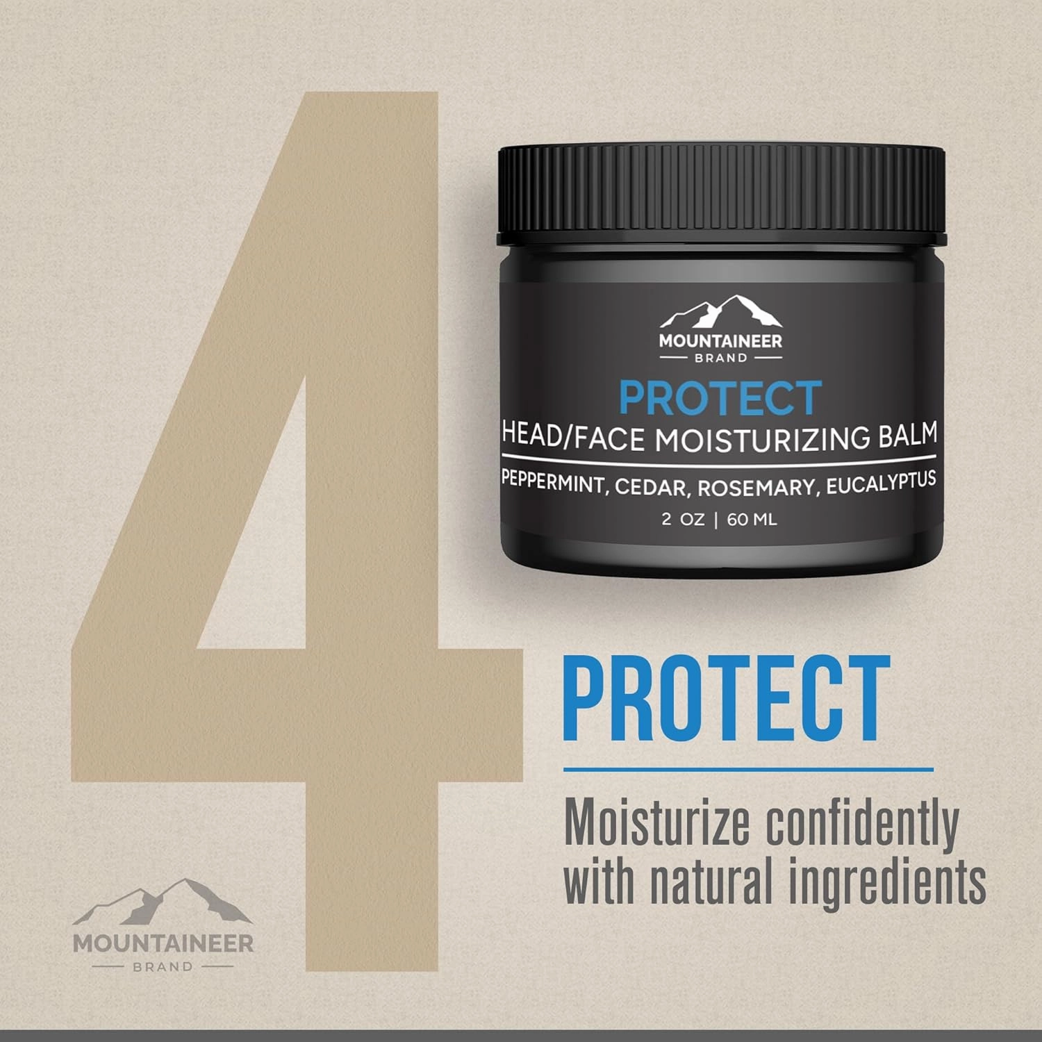 Mountaineer Brand Bald Head Care For Men | All Natural 4 Step Daily Skin Care for Healthy Scalp & Face | Exfoliate and Scrub | Cleanse Wash | Shine Away PH Balance | Protect Moisturizing Balm | 4oz