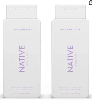 Native Body Wash Contains Naturally Derived Ingredients | For Women & Men, Sulfate, Paraben, & Dye Free Leaving Skin Soft and Hydrating | Lilac & White Tea 18 oz - 2 Pk