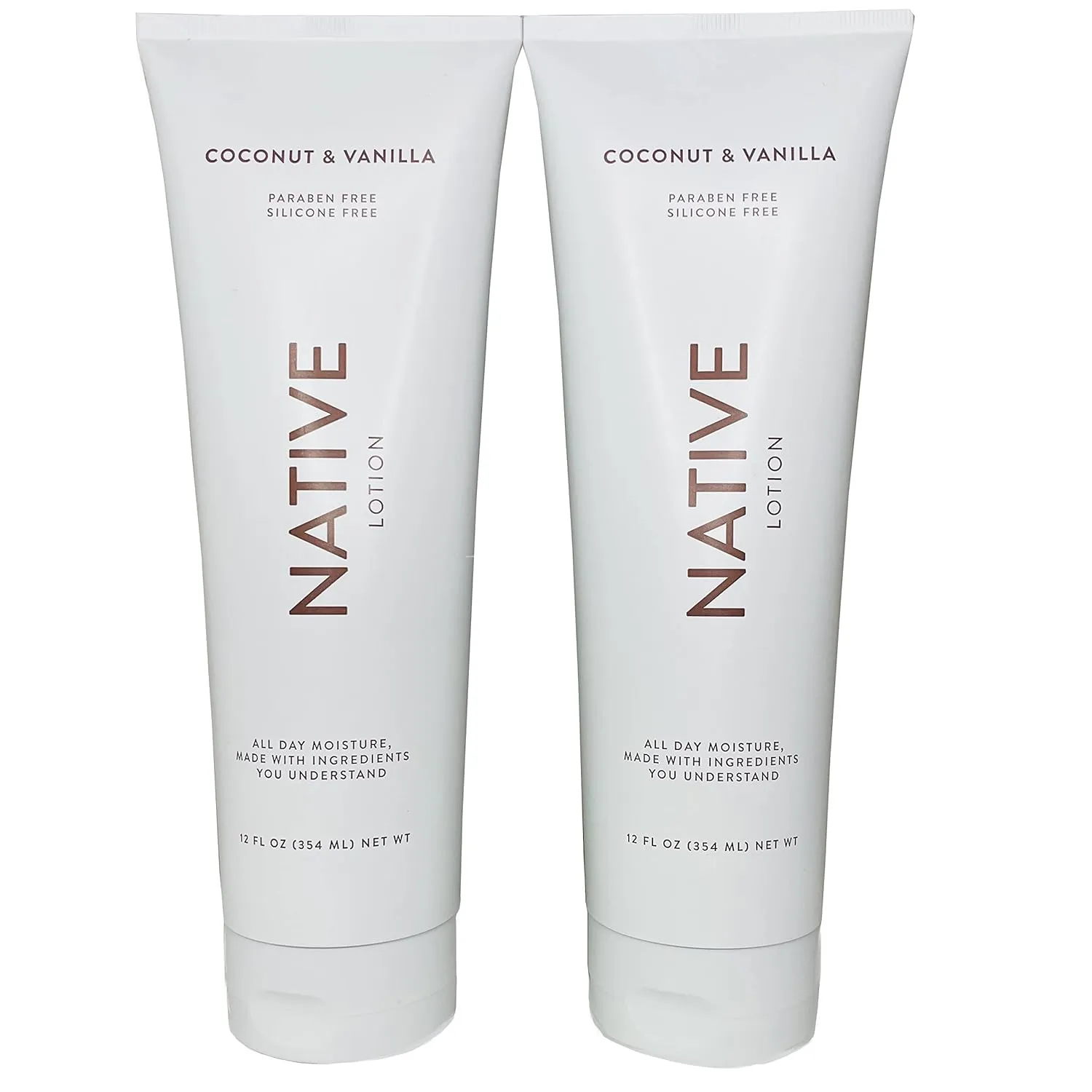 Native Lotion for Women, Men | Sulfate Free, Paraben Free, Dye Free, with Naturally Derived Clean Ingredients Leaving Skin Soft and Hydrating, 12 oz, 2 Pack (Coconut & Vanilla)