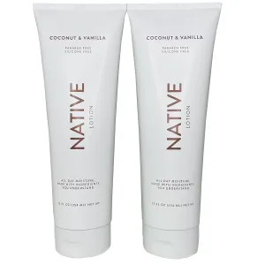 Native Lotion for Women, Men | Sulfate Free, Paraben Free, Dye Free, with Naturally Derived Clean Ingredients Leaving Skin Soft and Hydrating, 12 oz, 2 Pack (Coconut & Vanilla)