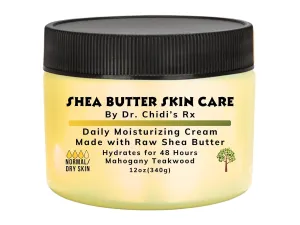 Natural Mahogany Teakwood Lotion, Normal to Dry Skin Cream, Moisturizing **Raw Shea Butter | 48 Hour Relief For Body, Hands, Feet | Vegan & Plant Based | By Dr. Chidi's Rx 12oz (340g)