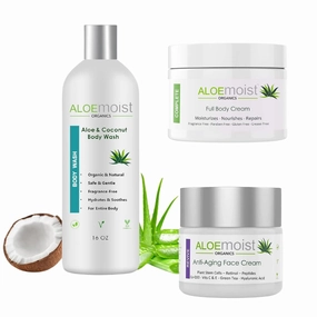 Natural Aloe Vera Body Lotion - Face & Body Moisturizing Cream, Anti Aging Retinol Cream for Face, Organic Body Wash Moisturizing Shower Gel