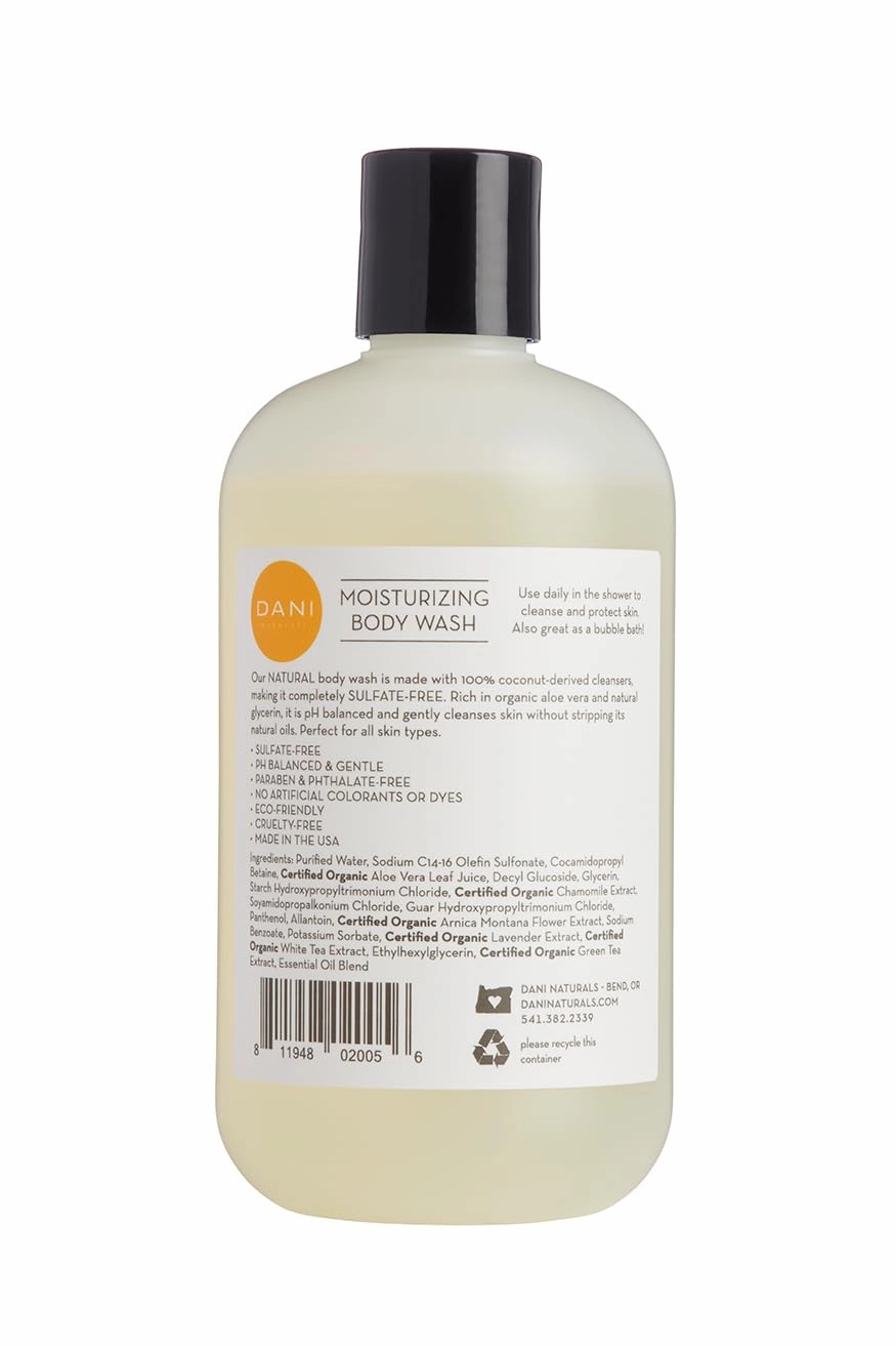 Naturals Moisturizing Body Wash - Grapefruit Ginger Scent, Organic Aloe Vera & Glycerin, Sulfate-Free, Vegan, pH-Balanced, 12 oz - Refreshing, Moisturizing Shower Gel for Soft Skin