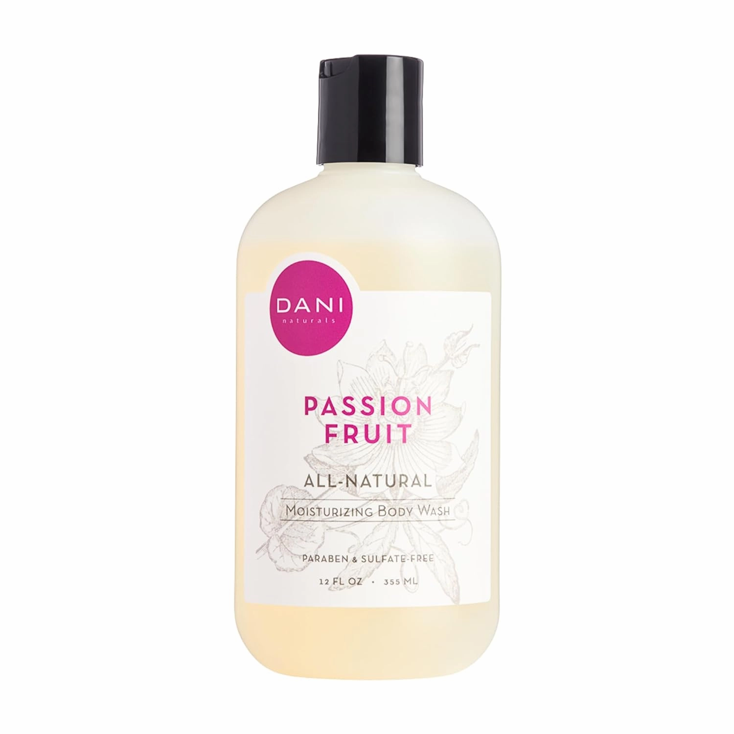 Naturals Moisturizing Body Wash - Sweet Passion Fruit Scent with Organic Aloe Vera & Natural Glycerin - Sulfate & Paraben-Free Shower Gel - 12 oz - Vegan & Cruelty-Free