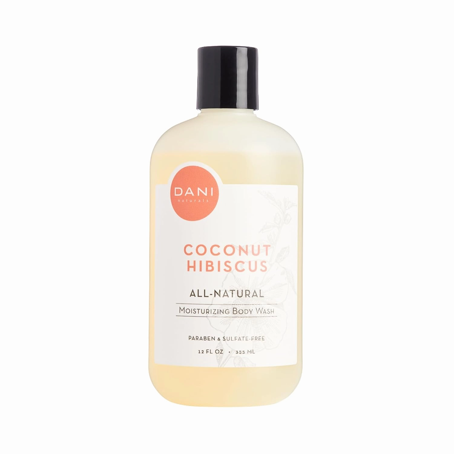 Naturals Moisturizing Body Wash - Tropical Coconut Hibiscus Scent with Organic Aloe Vera & Natural Glycerin - Paraben & Sulfate-Free Shower Gel - 12 oz - Vegan & Cruelty-Free