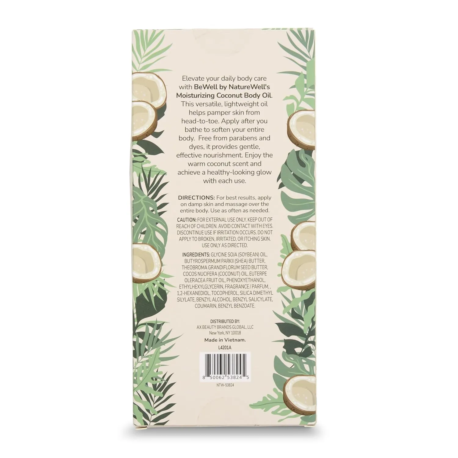 NATURE WELL Moisturizing Lightweight Coconut Scented Multi-Purpose Body Oil For Nourished & Glowing Skin, Infused With Botanicals, Shea Butter, Coconut Oil, Cupuaçu Butter, Pack of 2 (6 Fl Oz Each)