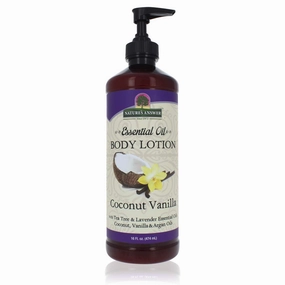 Nature's Answer Coconut Vanilla Body Lotion With Pump, Pure Essential Oil, All Natural, Vegan, Gluten Free, Non GMO 16 FL Oz | For Sensitive Skin | Natural Exfoliation