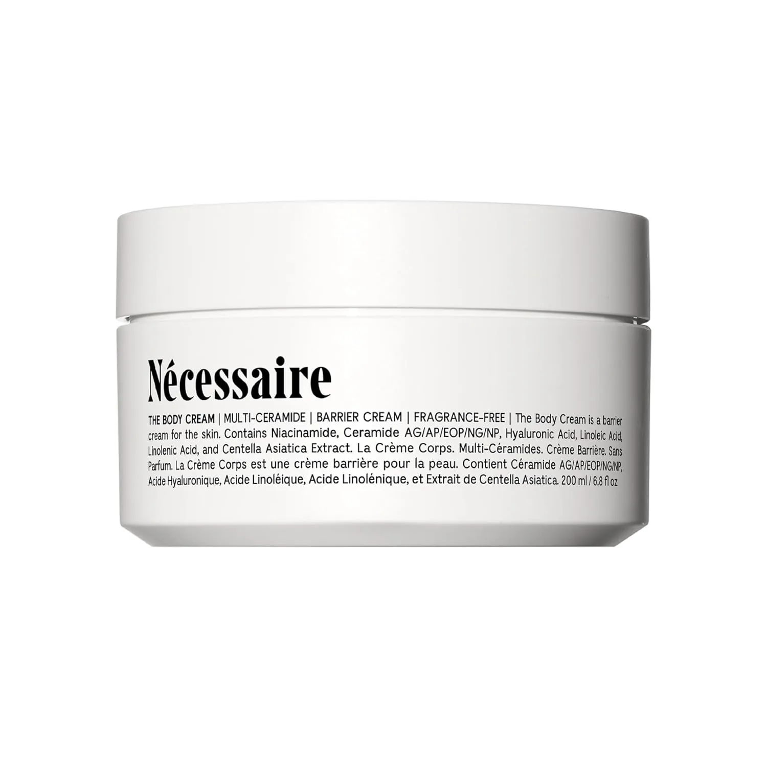 Nécessaire The Body Cream - Rich Barrier Repair With 5% Niacinamide, 5 Essential Ceramides   Hyaluronic Acid. Fragrance-Free. Non-Comedogenic. 200 ml / 6.8 fl oz