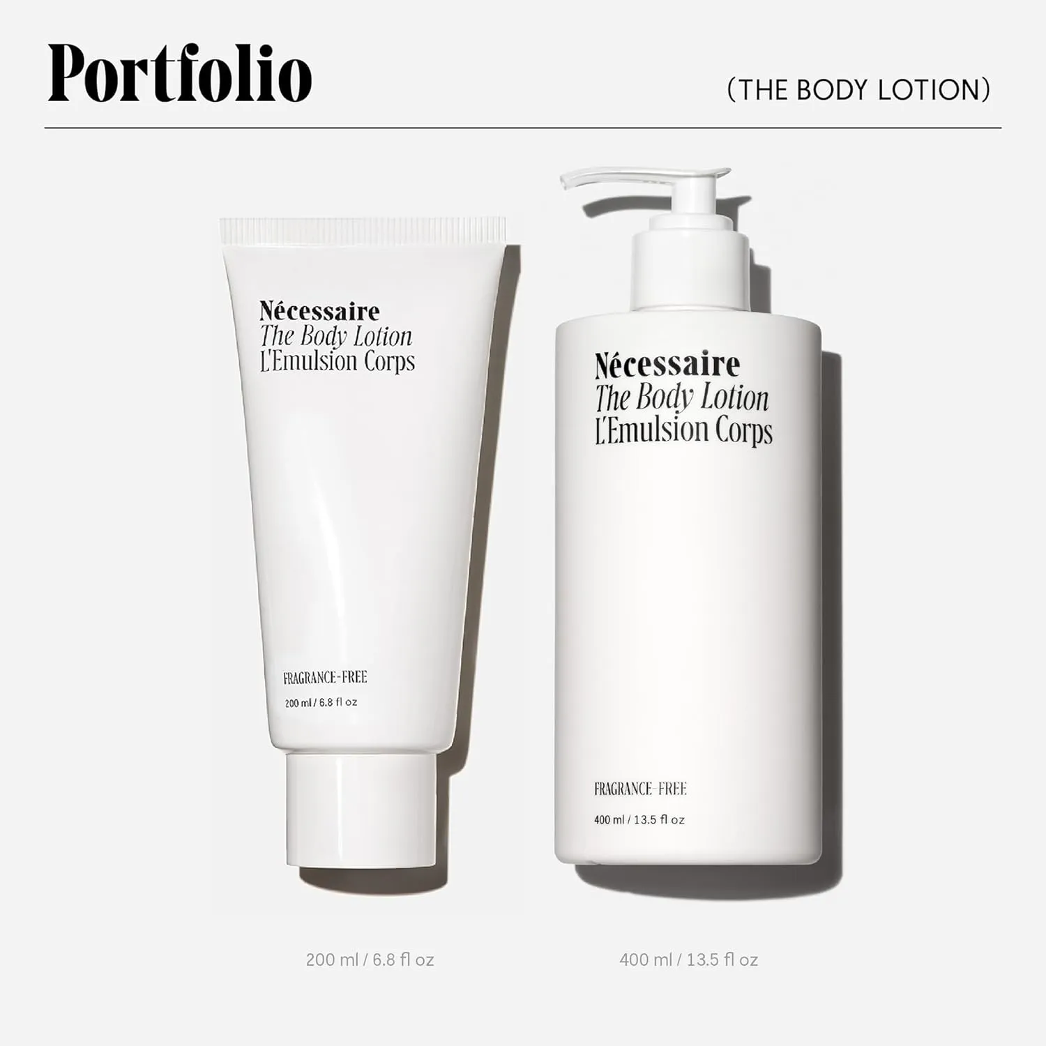 Nécessaire The Body Lotion Fragrance-Free. Firming Body Lotion for Women & Men. 48 Hour Moisture. 5 Peptides, 2.5% Niacinamide, Vitamin C/E   Omega 6/9. Non-Comedogenic. 6.8 fl oz.