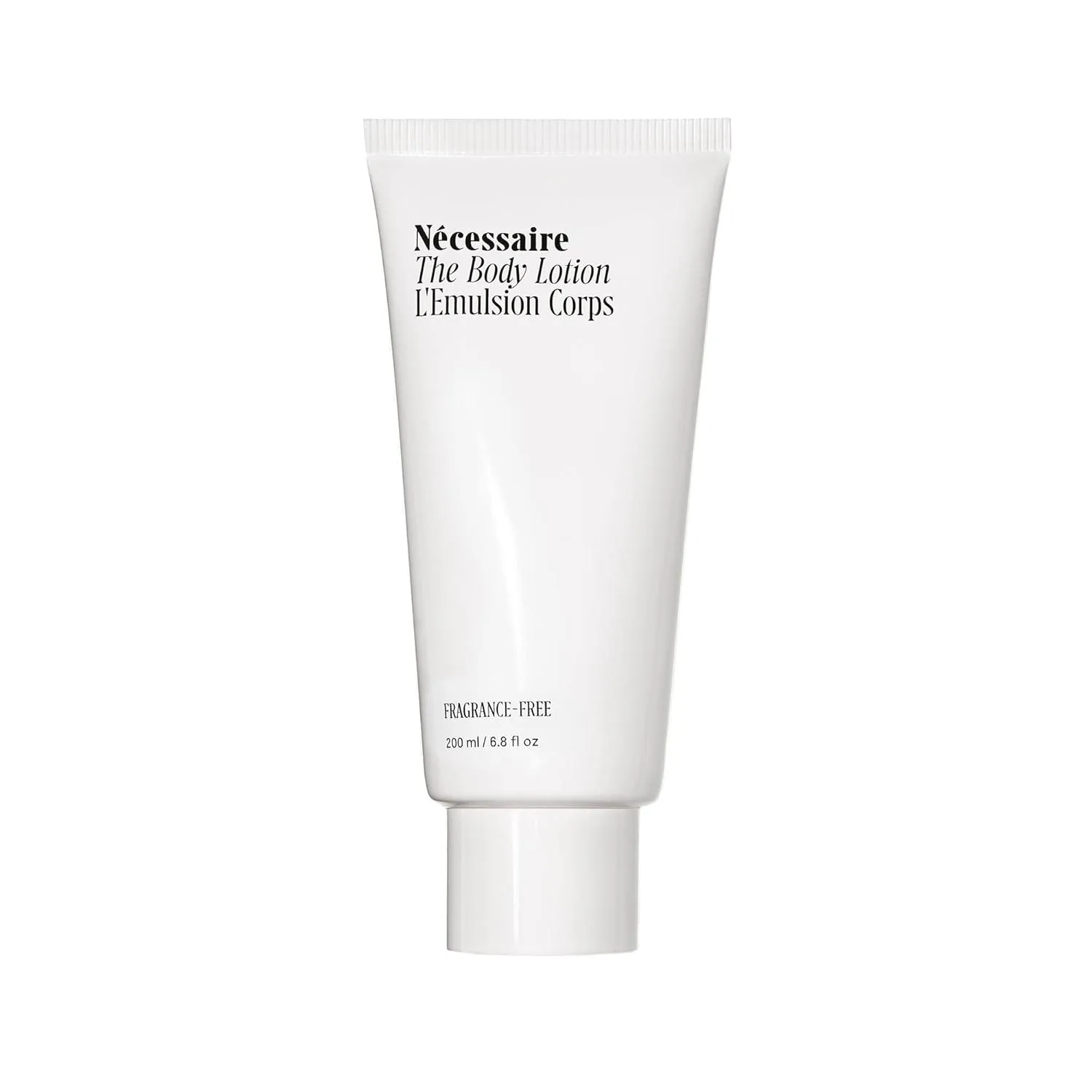 Nécessaire The Body Lotion Fragrance-Free. Firming Body Lotion for Women & Men. 48 Hour Moisture. 5 Peptides, 2.5% Niacinamide, Vitamin C/E   Omega 6/9. Non-Comedogenic. 6.8 fl oz.