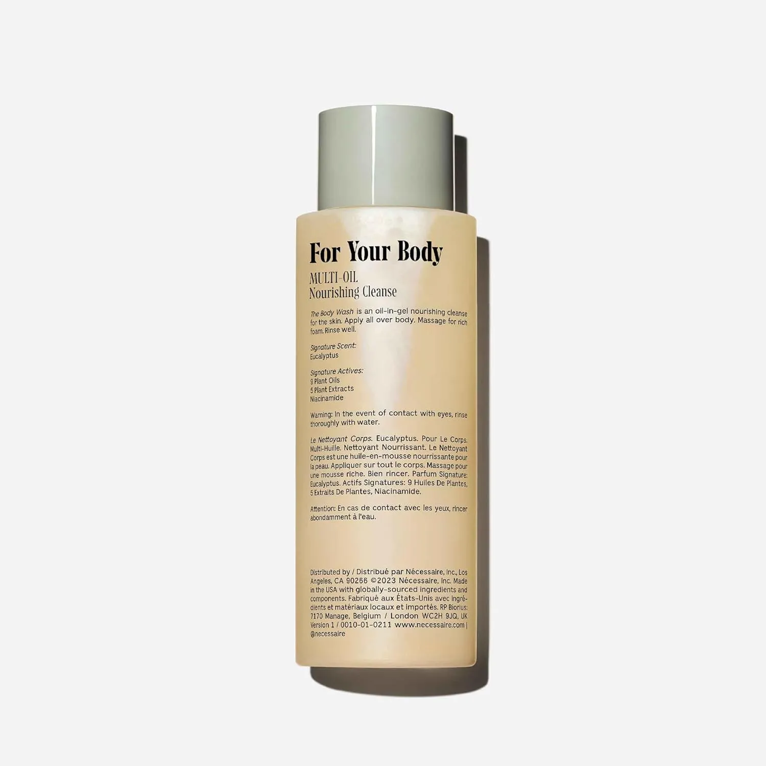 Nécessaire The Body Wash Eucalyptus - Natural Body Wash for Women & Men, Replenishing Shower Gel with Niacinamide, Vitamin C/E   Omega 6/9. Oil-In-Gel Cleanse, 8.4 fl oz.