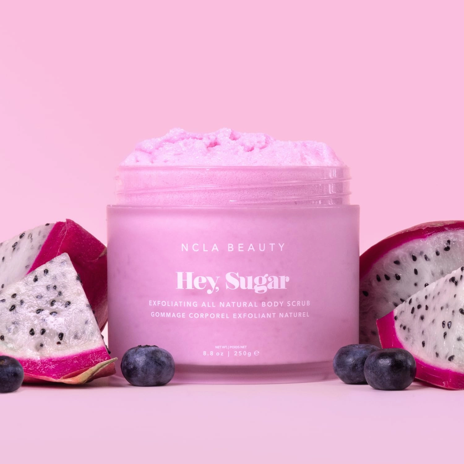 NCLA - Hey, Sugar Body Scrub | Smooth, Exfoliate, Hydrate Skin | Shea, Mango   Cocoa Butters | Vegan, Cruelty-Free, Clean Skincare (Dragon Fruit; 250 g | 8.8 oz)