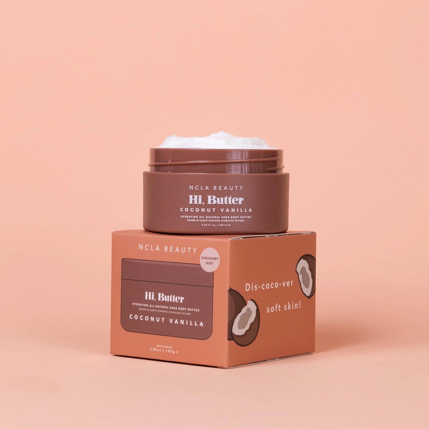 NCLA - Hi Butter, Natural Shea Body Butter | Nourish, Soften, Hydrate Skin | Shea, Mango   Cocoa Butters, Vitamin C | Vegan, Cruelty-Free, Clean Skincare (Coconut Vanilla; 100 mL | 3.34 fl oz)
