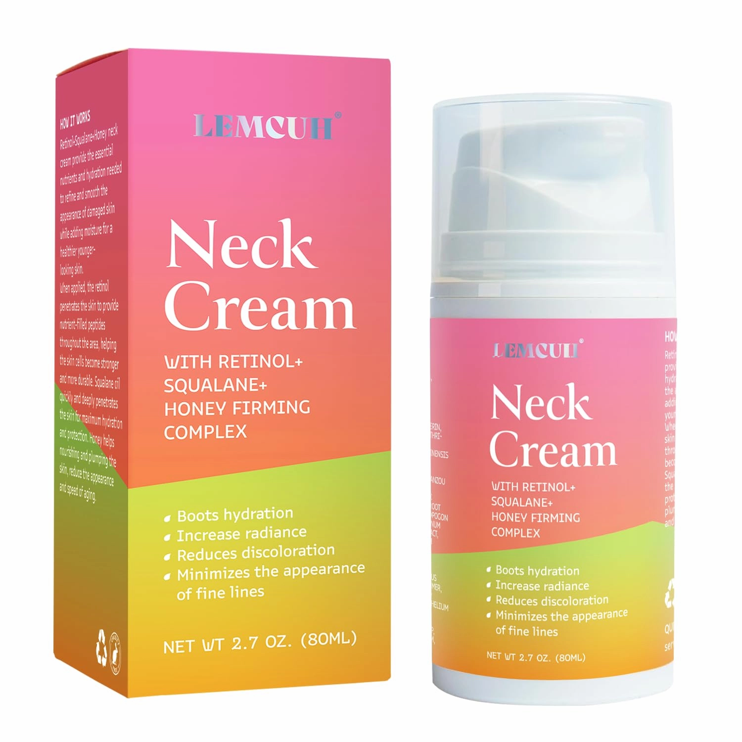 Neck Cream for Tightening and Firming: Anti Aging Anti Wrinkles Reduces Neck Lines Fine Lines - Retinol Niacinamide Squalane Hyaluronic Acid Ceramides Cruelty Free Paraben Free 2.7 OZ/80g