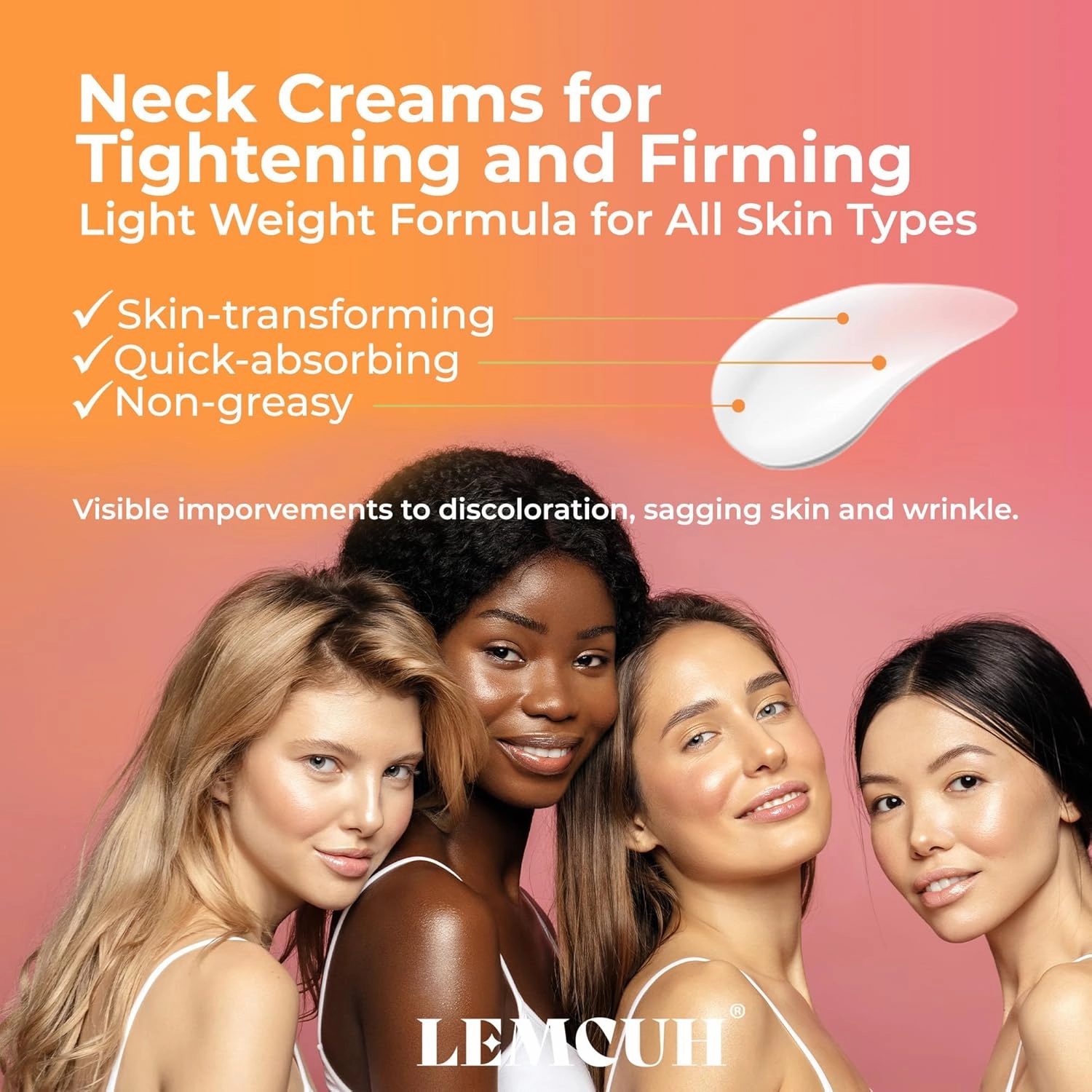 Neck Cream for Tightening and Firming: Anti Aging Anti Wrinkles Reduces Neck Lines Fine Lines - Retinol Niacinamide Squalane Hyaluronic Acid Ceramides Cruelty Free Paraben Free 2.7 OZ/80g