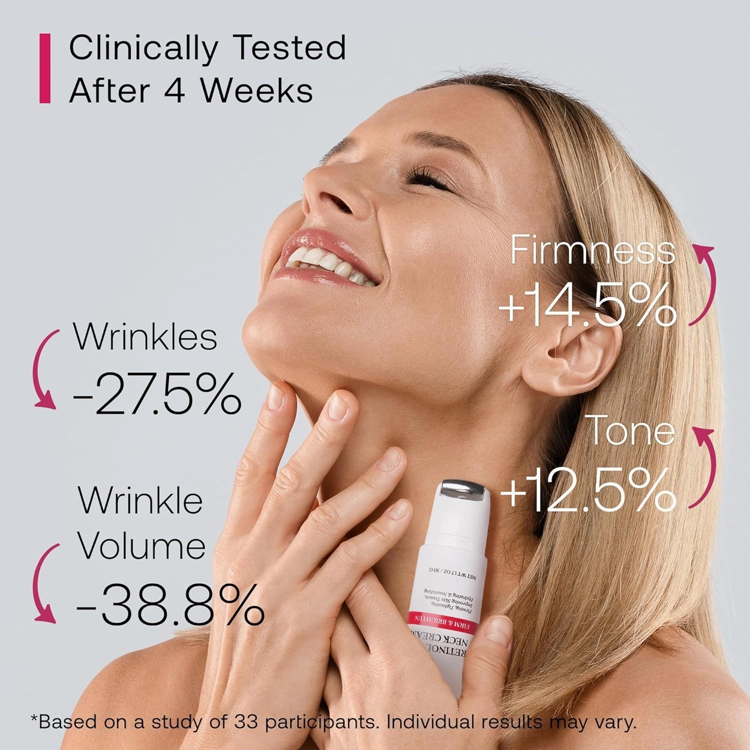 Neck Cream for Tightening and Firming: Anti Aging Anti Wrinkles Reduces Neck Lines Fine Lines with Roller Applicator - Retinol Niacinamide Hyaluronic Acid Cruelty Free Paraben Free 1.7 OZ/50g