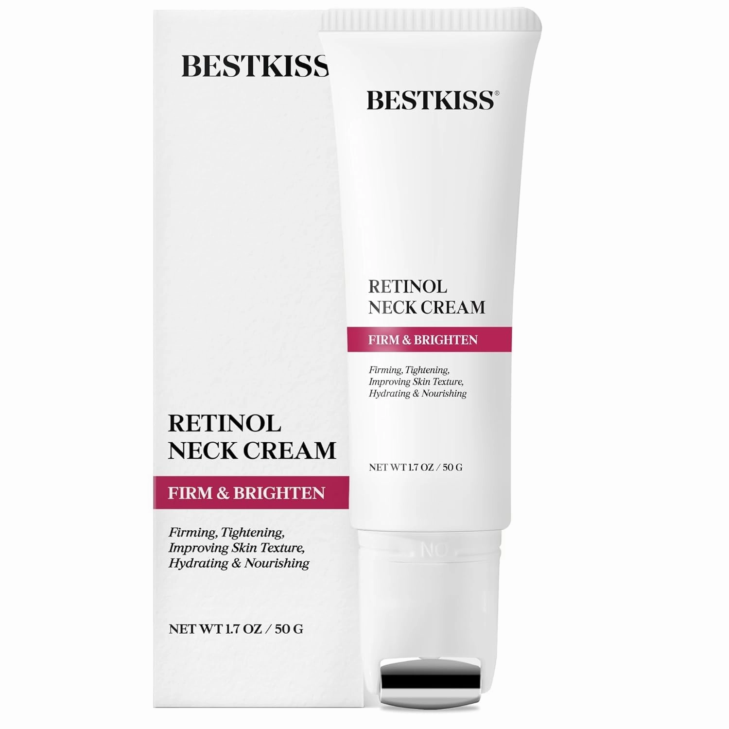 Neck Cream for Tightening and Firming: Anti Aging Anti Wrinkles Reduces Neck Lines Fine Lines with Roller Applicator - Retinol Niacinamide Hyaluronic Acid Cruelty Free Paraben Free 1.7 OZ/50g
