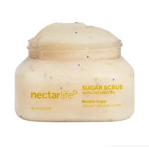 Nectar Life Exfoliating Sugar Scrub, Moisturizing Body Scrub with Coconut Oil & Shea Butter, Pre Shave Exfoliator (8 Ounce, Vanilla)