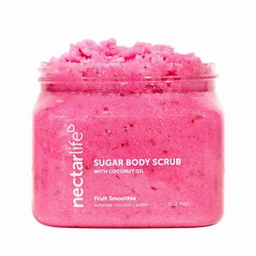 Nectar Life Exfoliating Sugar Scrub, Moisturizing Body Scrub with Coconut Oil & Shea Butter, Pre Shave Exfoliator (16 Ounce, Fruit Smoothie)