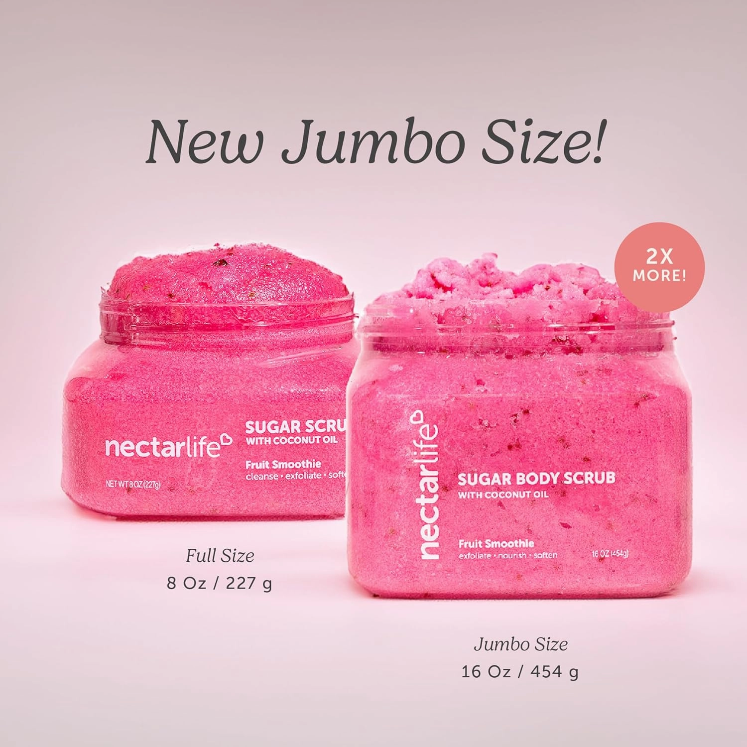 Nectar Life Exfoliating Sugar Scrub, Moisturizing Body Scrub with Coconut Oil & Shea Butter, Pre Shave Exfoliator (16 Ounce, Fruit Smoothie)