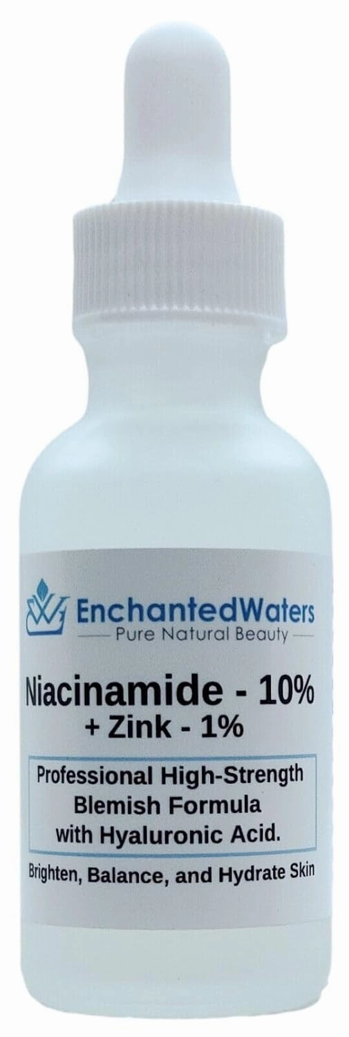 Niacinamide 10%   Zinc 1% Face Serum for Oily, Acne-Prone Skin – High-Strength Blemish and Pore Control Formula with Hyaluronic Acid – Hydrating, Brightening, Balancing – 30ml / 1oz Bottle