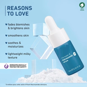 Niacinamide Serum with Rice Water | Provides Clear, Glowing & Brightening Skin | for Acne Prone, Combination, Oily & Sensitive Skin | Oil Control & Anti Acne Face Serum for Women & Men | 10ml