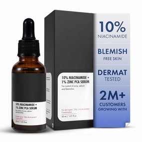 Niacinamide Serum with Zinc PCA | Reduces Acne Marks & Blemishes | Minimizes Pores | Oil Control Face Serum for Oily Skin | For Men & Women | 30ml