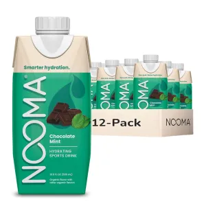 NOOMA - Hydrating Sports Drink - Electrolyte Drink with Organic Coconut Water - Organic & No Added Sugars - Rapid Hydration - 30 Calories & 505mg Electrolytes - Chocolate Mint - 12 Pack (16.9oz each)