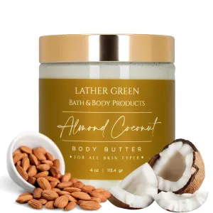 Nourishing & Hydrating - Deep Moisturizing for All Skin Types with Shea & Mango Butter (4 OZ, Almond Coconut)