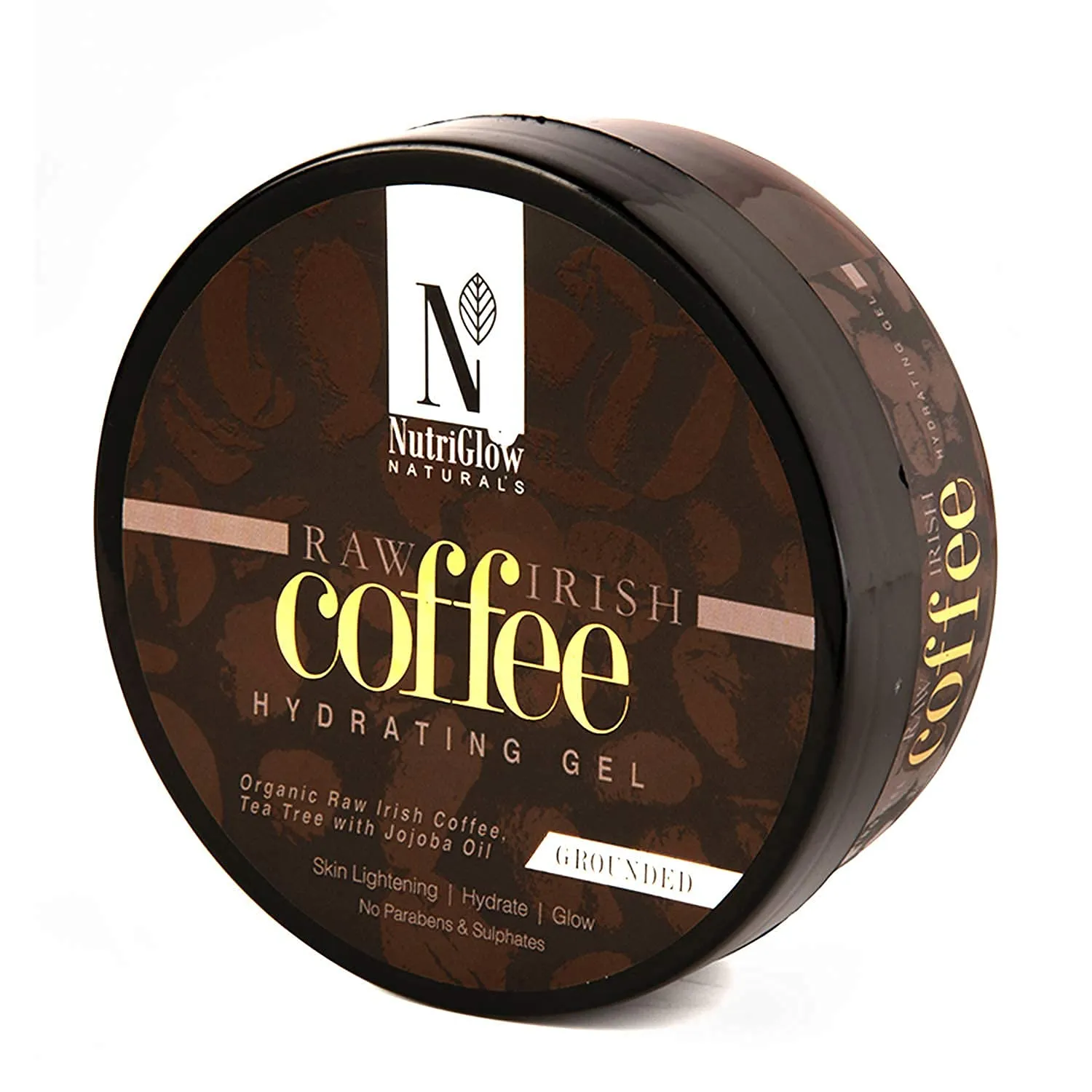 NUTRIGLOW NATURAL'S Coffee Hydrating Gel, Organic Raw Irish Coffee, Tea Tree & Jojoba Oil, Skin Lighting, Hydrating & Glowing Skin, Vegan, Non-Greasy, No Parabens & Sulphates, 7.05 Oz