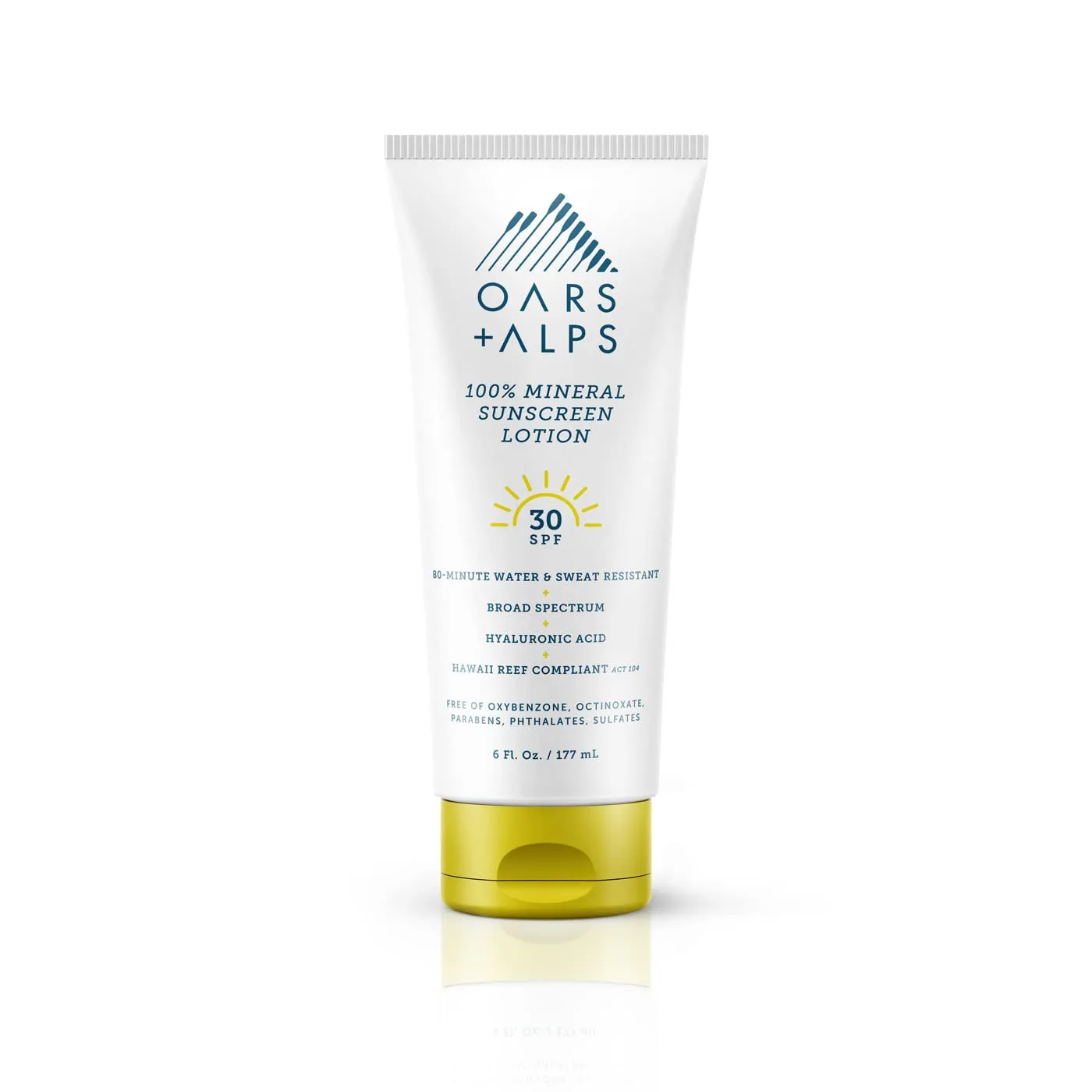 Oars   Alps 100% Mineral Sunscreen for Face & Body Lotion, SPF 30 Body Sunscreen Infused with Hyaluronic Acid, Shea Butter & Coconut Oil, All Skin Types, Water & Sweat Resistant, 6oz