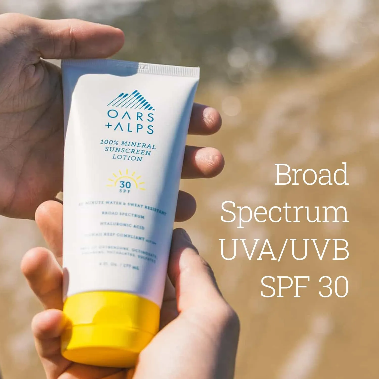 Oars   Alps 100% Mineral Sunscreen for Face & Body Lotion, SPF 30 Body Sunscreen Infused with Hyaluronic Acid, Shea Butter & Coconut Oil, All Skin Types, Water & Sweat Resistant, 6oz