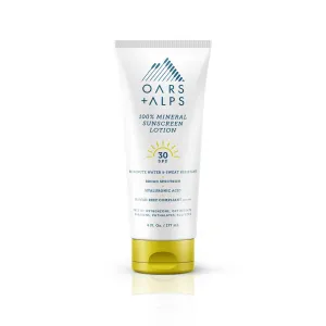 Oars   Alps 100% Mineral Sunscreen for Face & Body Lotion, SPF 30 Body Sunscreen Infused with Hyaluronic Acid, Shea Butter & Coconut Oil, All Skin Types, Water & Sweat Resistant, 6oz