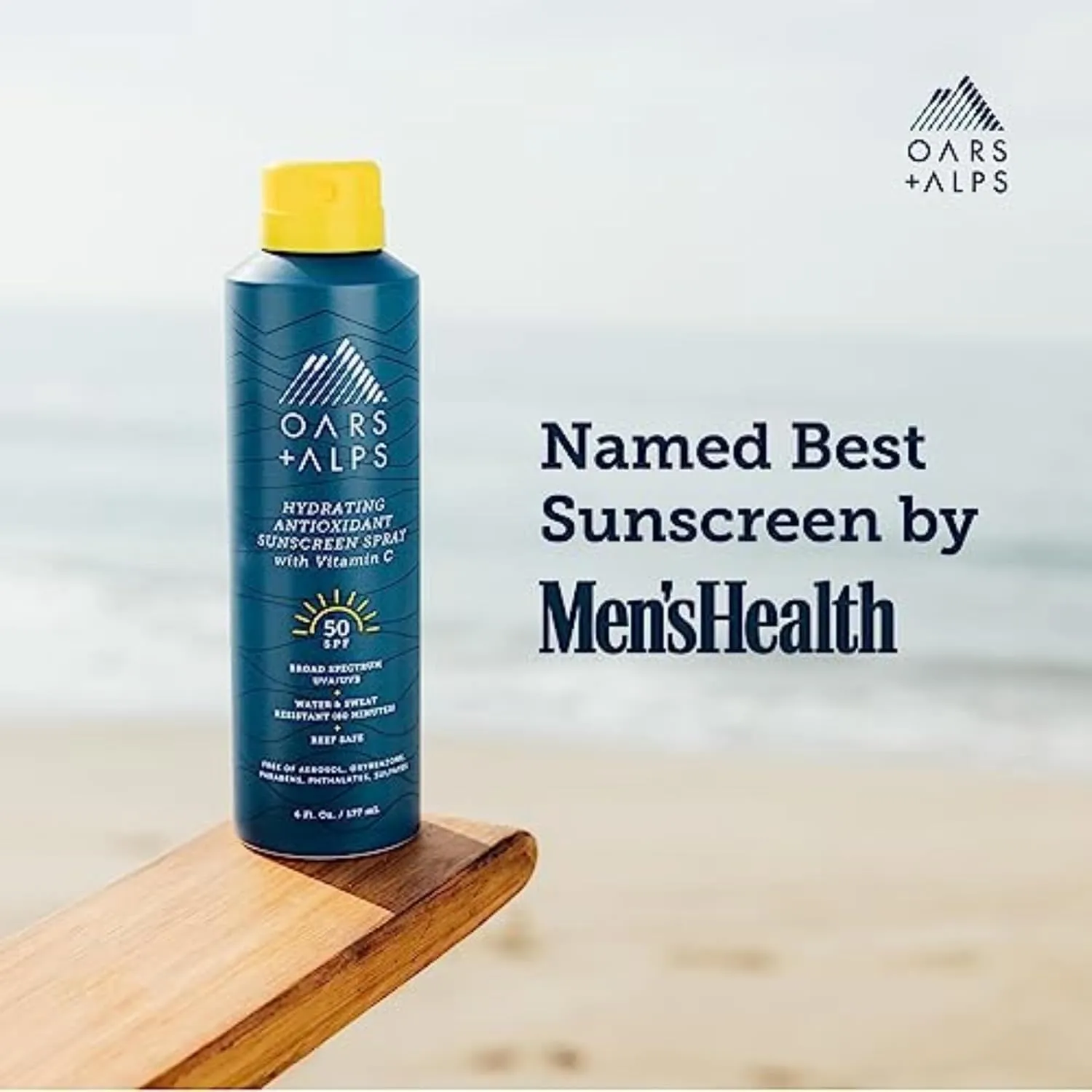 Oars   Alps Sunscreen Spray for Face & Body, SPF 50 Spray Sunscreen Infused with Vitamin C & Antioxidants, No White Residue, Water & Sweat Resistant, All Skin Types, Lightweight, Hydrating, 6oz, 2pk