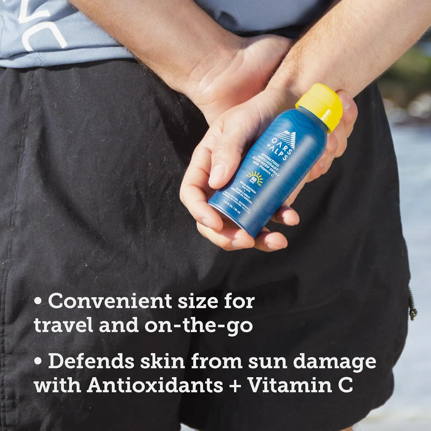 Oars   Alps Travel Sunscreen Spray for Face & Body, SPF 50 Spray Sunscreen Infused with Vitamin C & Antioxidants, No White Residue, Water & Sweat Resistant, Lightweight, Hydrating, 1.87oz, 3pk