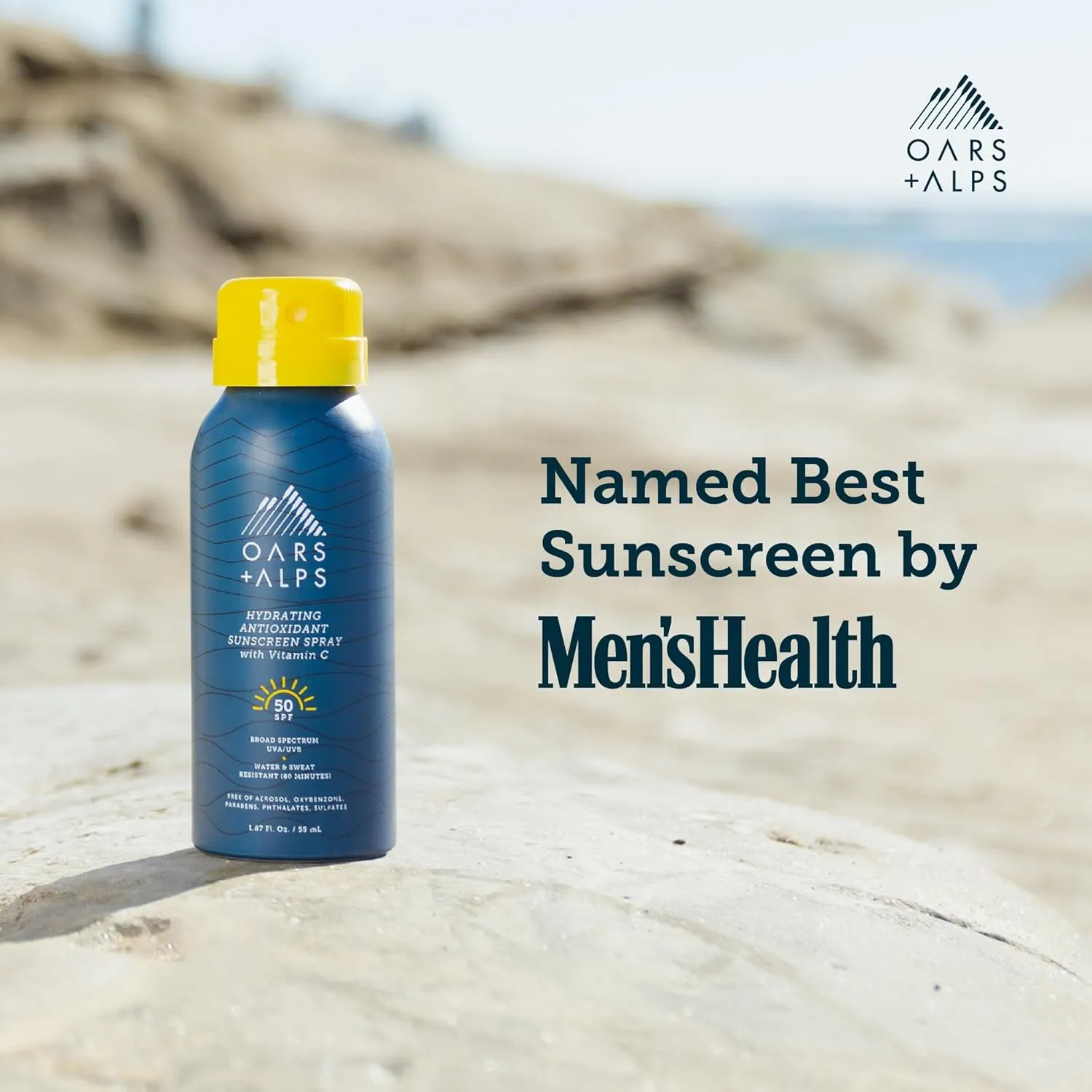 Oars   Alps Travel Sunscreen Spray for Face & Body, SPF 50 Spray Sunscreen Infused with Vitamin C & Antioxidants, No White Residue, Water & Sweat Resistant, Lightweight, Hydrating, 1.87oz, 3pk