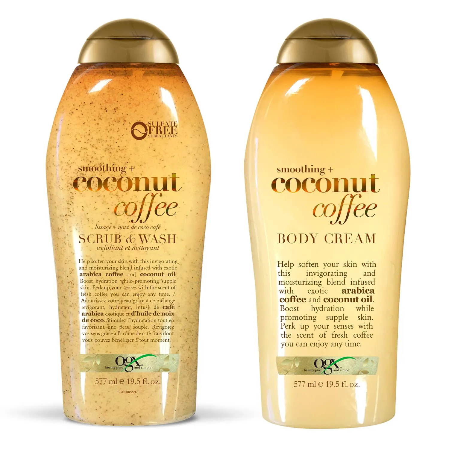 OGX Smoothing   Coconut Coffee Exfoliating Body Scrub with Arabica Coffee & Coconut Oil Coconut Body Cream, 19.5oz