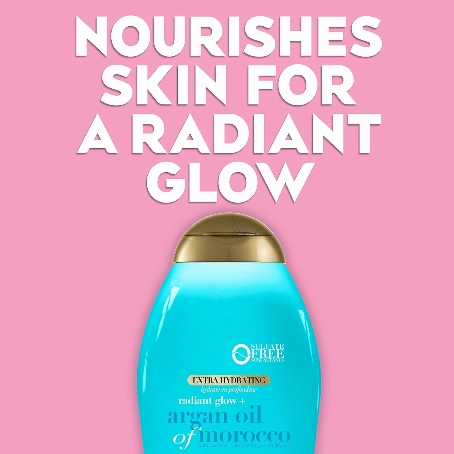 OGX Radiant Glow   Argan Oil of Morocco Extra Hydrating Body Wash for Dry Skin, Moisturizing Gel Body Cleanser for Silky Soft Skin, Paraben-Free, Sulfate-Free Surfactants, 19.5 fl oz (Pack of 2)