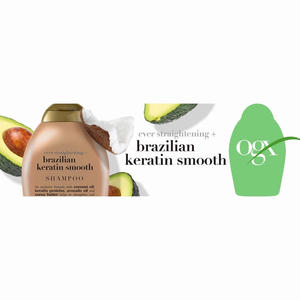 OGX Shampoo And Conditioner Ever Straightening With Brazilian Keratin Smooth 385Ml Pack Of 2