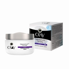 Ola.y Natural Aura Night Cream | Nourishes Skin for Healthy Glow | Fights 7 Signs of Ageing | With Niacinamide and Vitamin E | Normal, Oily, Dry, Combination Skin | 50g