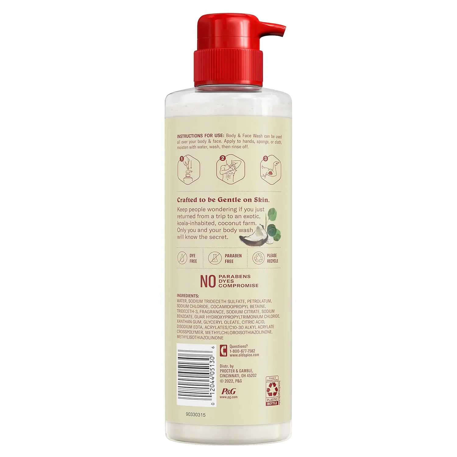 Old Spice GentleMan's Exfoliating & Moisturizing Body Wash for Men, 24/7 Shower Fresh with Long Lasting Scent, Renewing Vitamin B3 Blend, Eucalyptus   Coconut Oil Scent, 18 oz (Pack of 4)